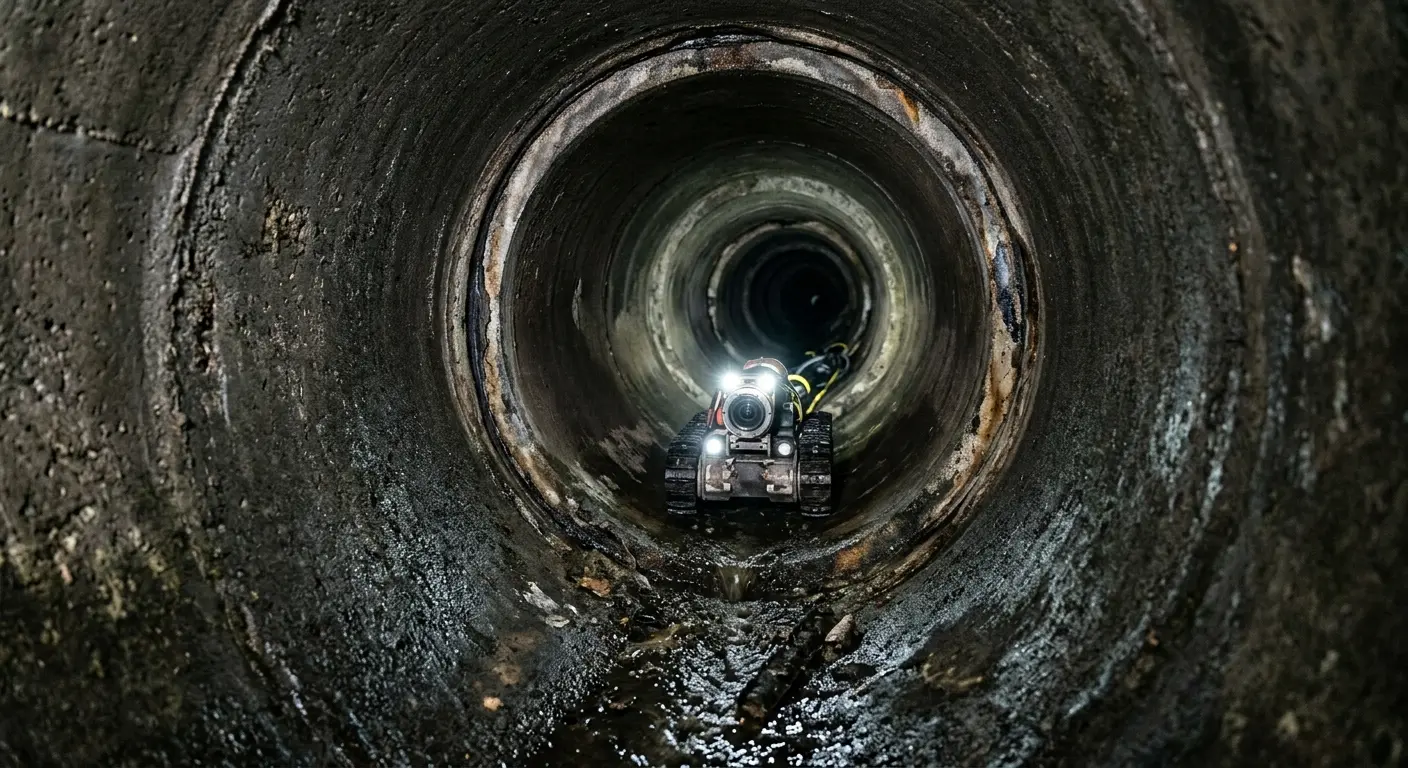 Robotic sewer camera inspecting pipe interior for Sewer Line Repair in Desert Hot Springs